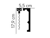 Mardom Decor eckige breite weiße Gardinenblende Polyforce QL056TNeu 200 x 17,9 x  5,5  cm