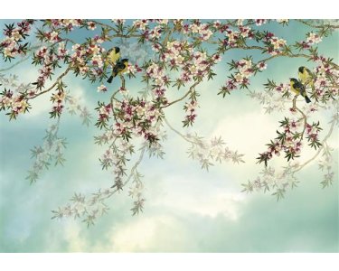 Tapeten Komar 8-213  Fototapete "Sakura"  blau/rosa/weiß