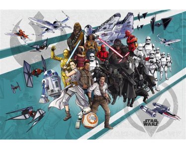 Tapeten Komar DX8-073 Fototapeten Vlies  - Star Wars Cartoon Collage Wide - Größe 400 x 280 cm