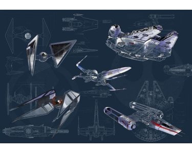 Tapeten Komar DX8-077 Fototapeten Vlies  - Star Wars Blueprint Dark - Größe 400 x 280 cm