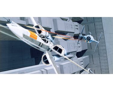 Komar Fototapeten DX10-067 Vlies Fototapete - Star Wars Classic RMQ X-Wing vs TIE-Fighter - Größe 500 x 250 cm