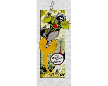 Komar Fototapeten IADX2-072 Vlies Fototapete - Guardians Retro Comic Rocket Raccoon - Größe 100 x 250 cm