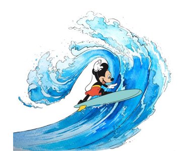 Komar Fototapeten IADX6-007 Vlies Fototapete - Mickey Surfing - Größe 300 x 280 cm