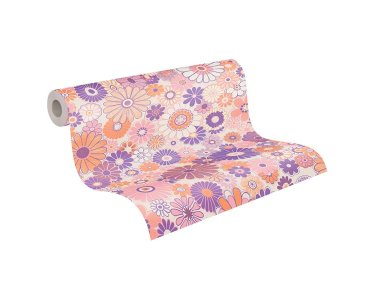 AS 395351 Tapeten A.S Creation Farbe Lila Orange Rosa Creme  Retro Chic Vliestapete