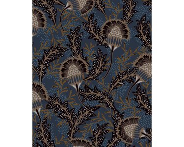 340215 Tapeten Eijffinger Farbe blau, schwarz, weiß SOLANGE Vliestapete