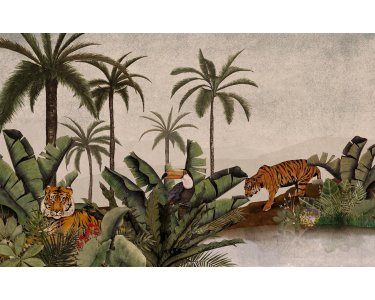 P279-VD4 Tapeten Komar Pure 2 Tiger Jungle Farbe Grün Vlies Fototapete