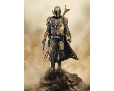DX4-086 Tapeten Komar Into Wonderland Star Wars The Mandalorian The Hunter Farbe braun, schwarz, weiß Vlies Fototapete