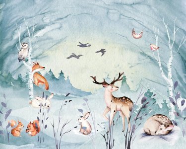 IAX7-0038 Tapeten Komar Into Wonderland Animal Sleepover Farbe bunt Vlies Fototapete