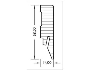 Sockelleiste 14x58 mm FO#458 TOUCH DEKOR Profil #458 mit HC-HotCoating-Oberfläche  L600 #458 TOUCH