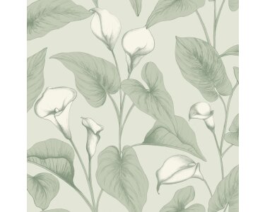 A83601 GranDeco Inia Grün – Muster Tapete Wohnzimmer, Vinyl Vliestapete, moderne Wandgestaltung