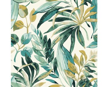 GrandecoLife Karuna Vinyltapete Grün Blättermotiv A71201 Inky Palms – scheuerbeständig, 53 cm x 10,05 m