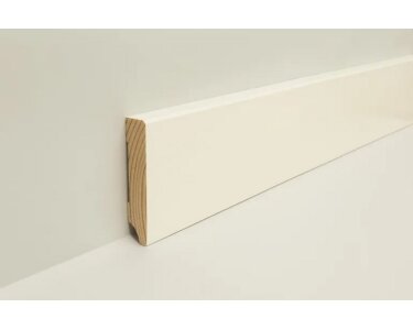 JOKA Sockelleiste Kiefer Weiß Lackiert RAL 9010 18x80x2400 mm Fase Profil 103-640